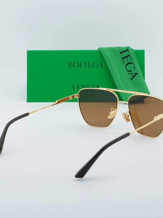 Bottega Veneta BV1236S 002 Aviator Sunglasses - Gold\\Brown main image 6